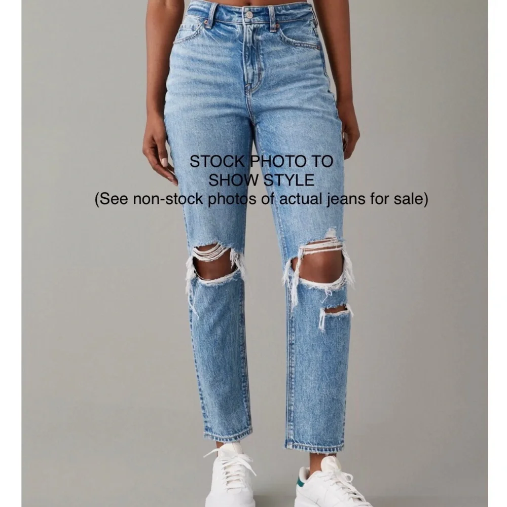 American Eagle Otfitters Strigid Ripped Distressed Mom Jean Size 4 - Picture 2 of 16